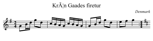 KrÃ¦n Gaades firetur - staff notation