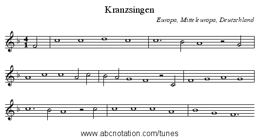 Kranzsingen - staff notation