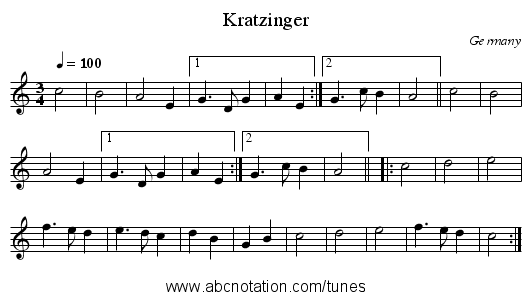 Kratzinger - staff notation