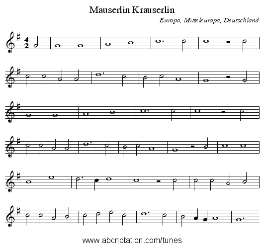 Krauserlin, Mauserlin - staff notation