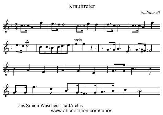 Krauttreter - staff notation