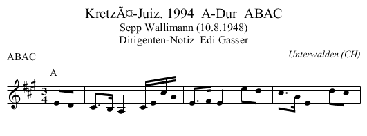 KretzÃ¤-Juiz. 1994  A-Dur  ABAC - staff notation