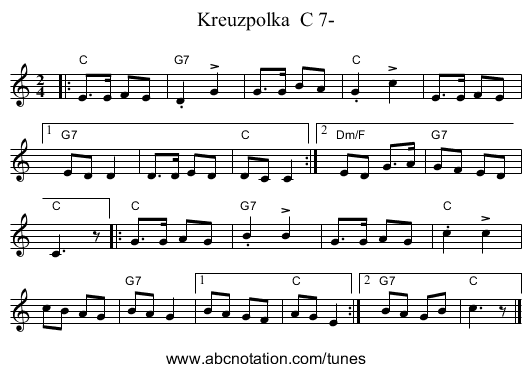 Kreuzpolka C 7- - staff notation