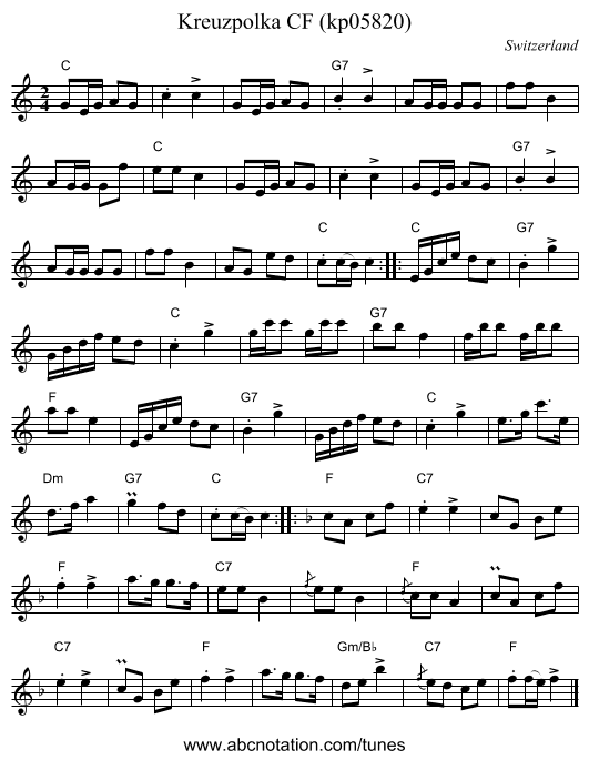 Kreuzpolka CF (kp05820) - staff notation