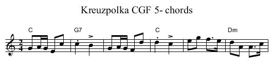 Kreuzpolka CGF 5- chords - staff notation