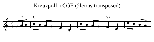 Kreuzpolka CGF (5letras transposed) - staff notation