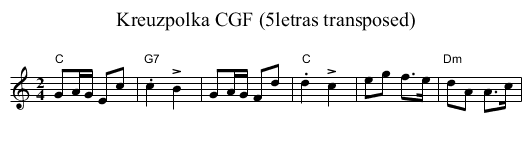 Kreuzpolka CGF (5letras transposed) - staff notation