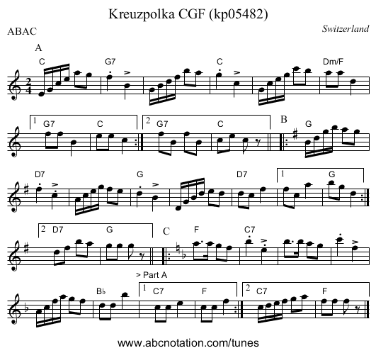 Kreuzpolka CGF (kp05482) - staff notation