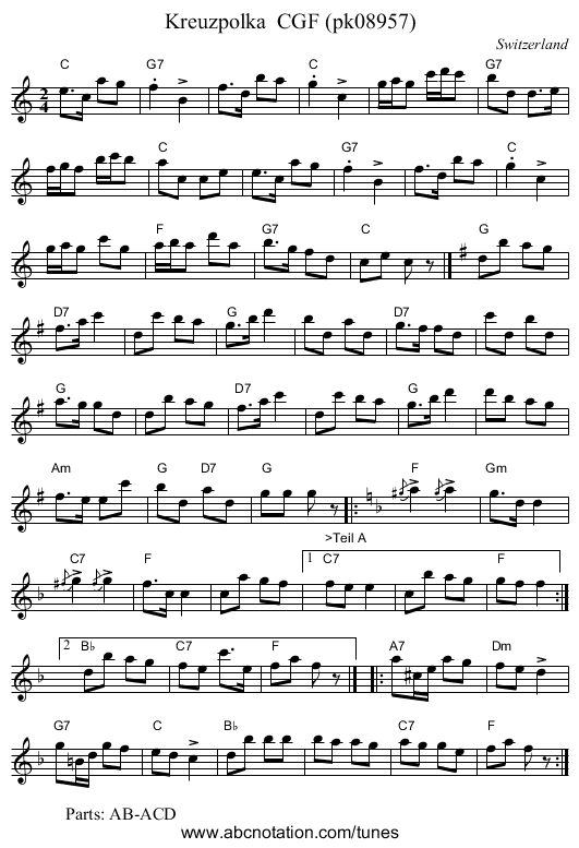 Kreuzpolka  CGF (pk08957) - staff notation