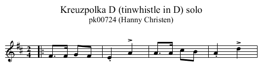 Kreuzpolka D (tinwhistle in D) solo - staff notation