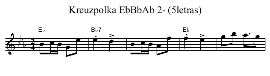 Kreuzpolka EbBbAb 2- (5letras) - staff notation