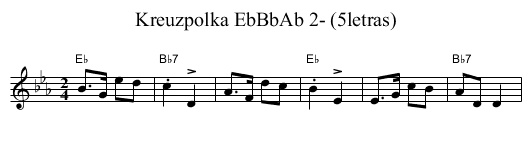 Kreuzpolka EbBbAb 2- (5letras) - staff notation