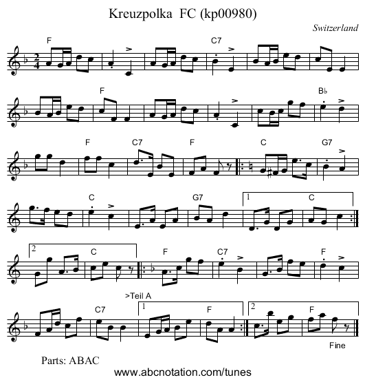 Kreuzpolka  FC (kp00980) - staff notation