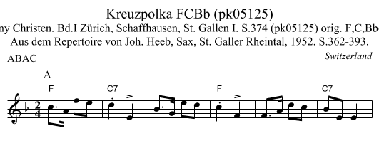 Kreuzpolka FCBb (pk05125) - staff notation