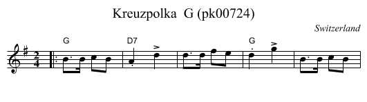 Kreuzpolka  G (pk00724) - staff notation