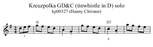 Kreuzpolka GD&C (tinwhistle in D) solo - staff notation