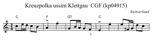 Kreuzpolka ussim Klettgau  CGF (kp04915) - staff notation