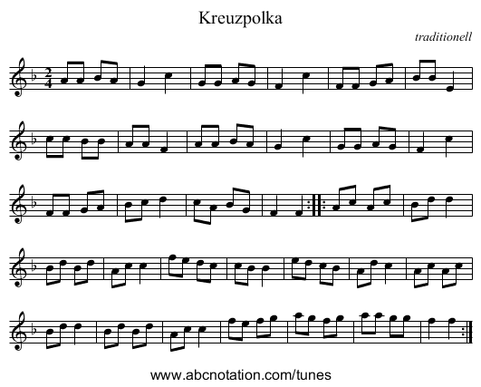 Kreuzpolka - staff notation