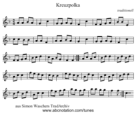 Kreuzpolka - staff notation