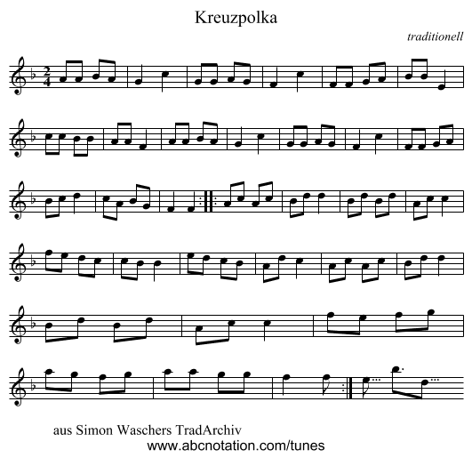 Kreuzpolka - staff notation