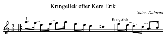 Kringellek efter Kers Erik - staff notation