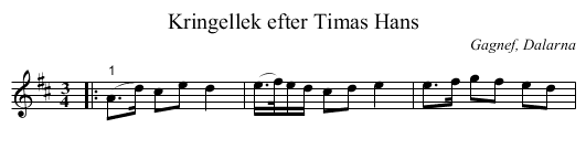 Kringellek efter Timas Hans - staff notation