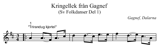 Kringellek från Gagnef - staff notation