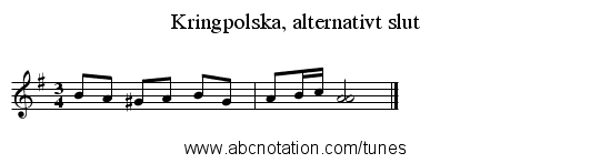 Kringpolska, alternativt slut - staff notation