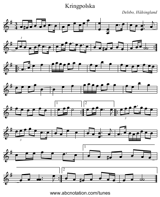 Kringpolska - staff notation