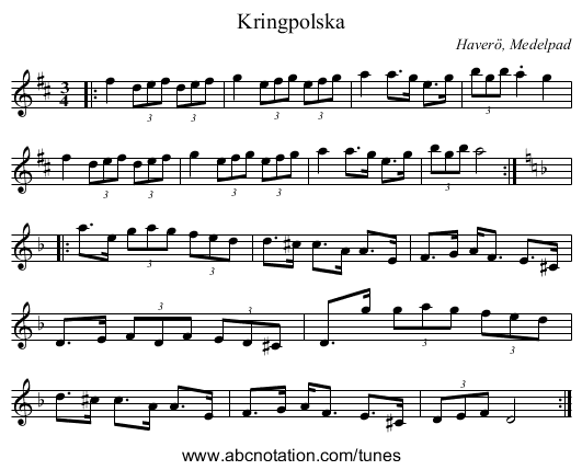 Kringpolska - staff notation