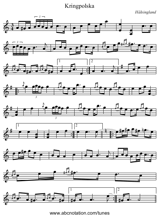 Kringpolska - staff notation