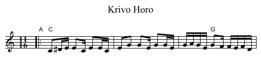 Krivo Horo - staff notation