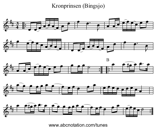 Kronprinsen (Bingsjo) - staff notation