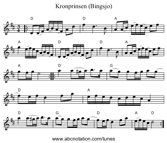 Kronprinsen (Bingsjo) - staff notation