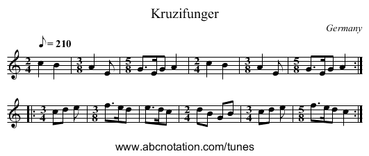 Kruzifunger - staff notation
