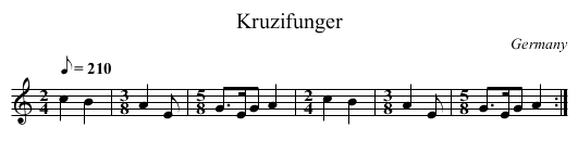 Kruzifunger - staff notation