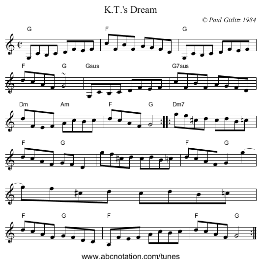 K.T.'s Dream - staff notation
