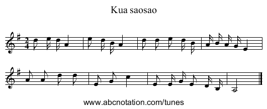 Kua saosao - staff notation