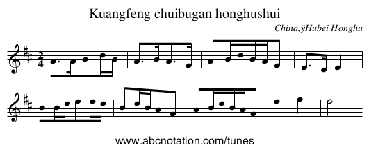Kuangfeng chuibugan honghushui - staff notation