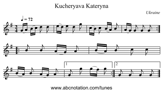 Kucheryava Kateryna - staff notation