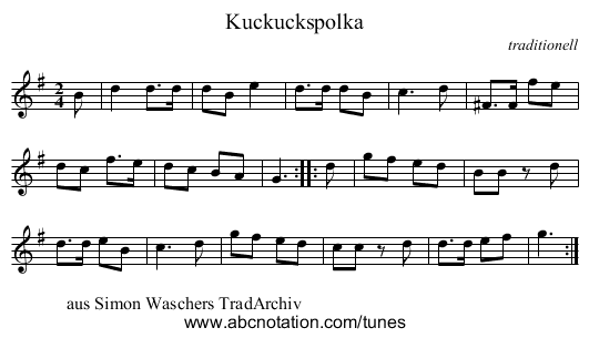 Kuckuckspolka - staff notation
