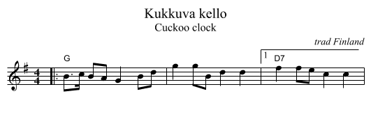 Kukkuva kello - staff notation