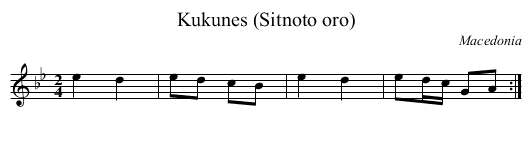Kukunes (Sitnoto oro) - staff notation