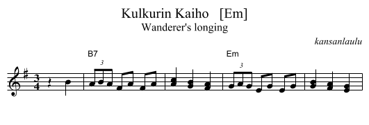 Kulkurin Kaiho   [Em] - staff notation