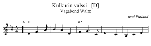 Kulkurin valssi   [D] - staff notation