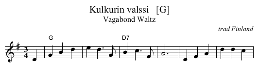 Kulkurin valssi   [G] - staff notation