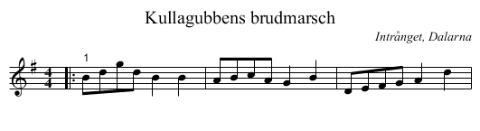 Kullagubbens brudmarsch - staff notation