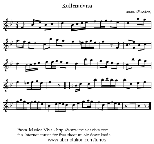 Kullerudvisa - staff notation