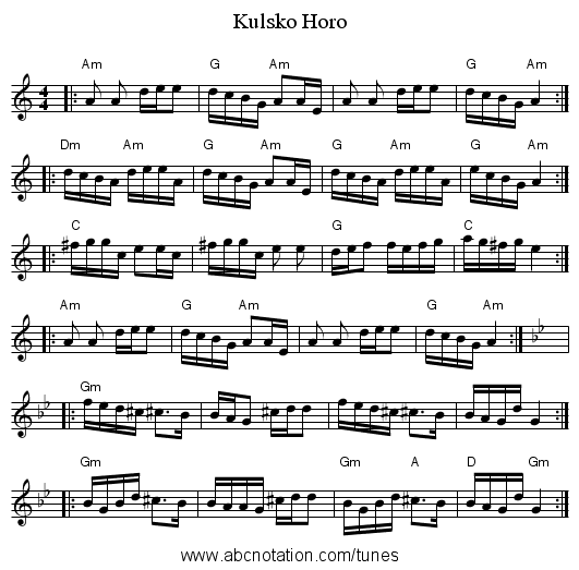Kulsko Horo - staff notation