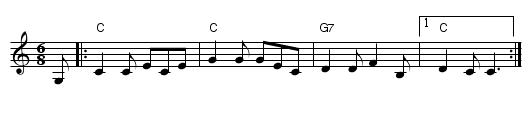 Kun sattui kerran - staff notation
